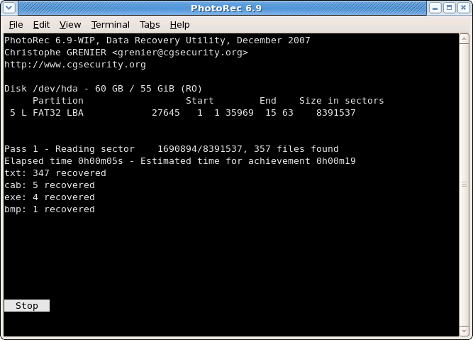 PhotoRec running.png