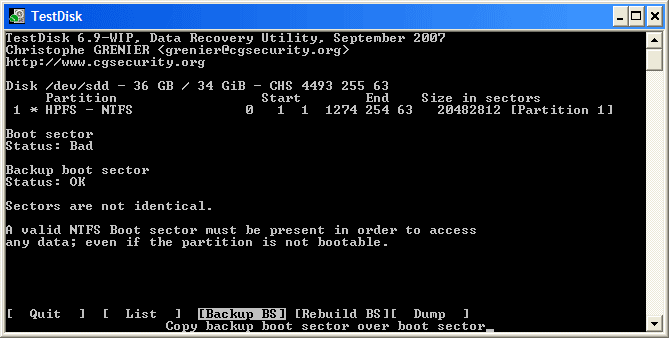 how to fix ntfs boot sector